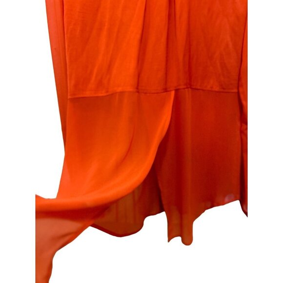Women's Med Free People Sheer Luck Shirt Rust Orange Long Sleeve - Picture 7 of 10